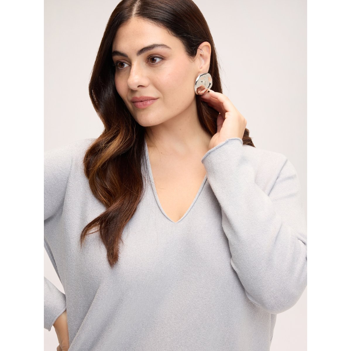 Pull col V gris, FIORELLA RUBINO