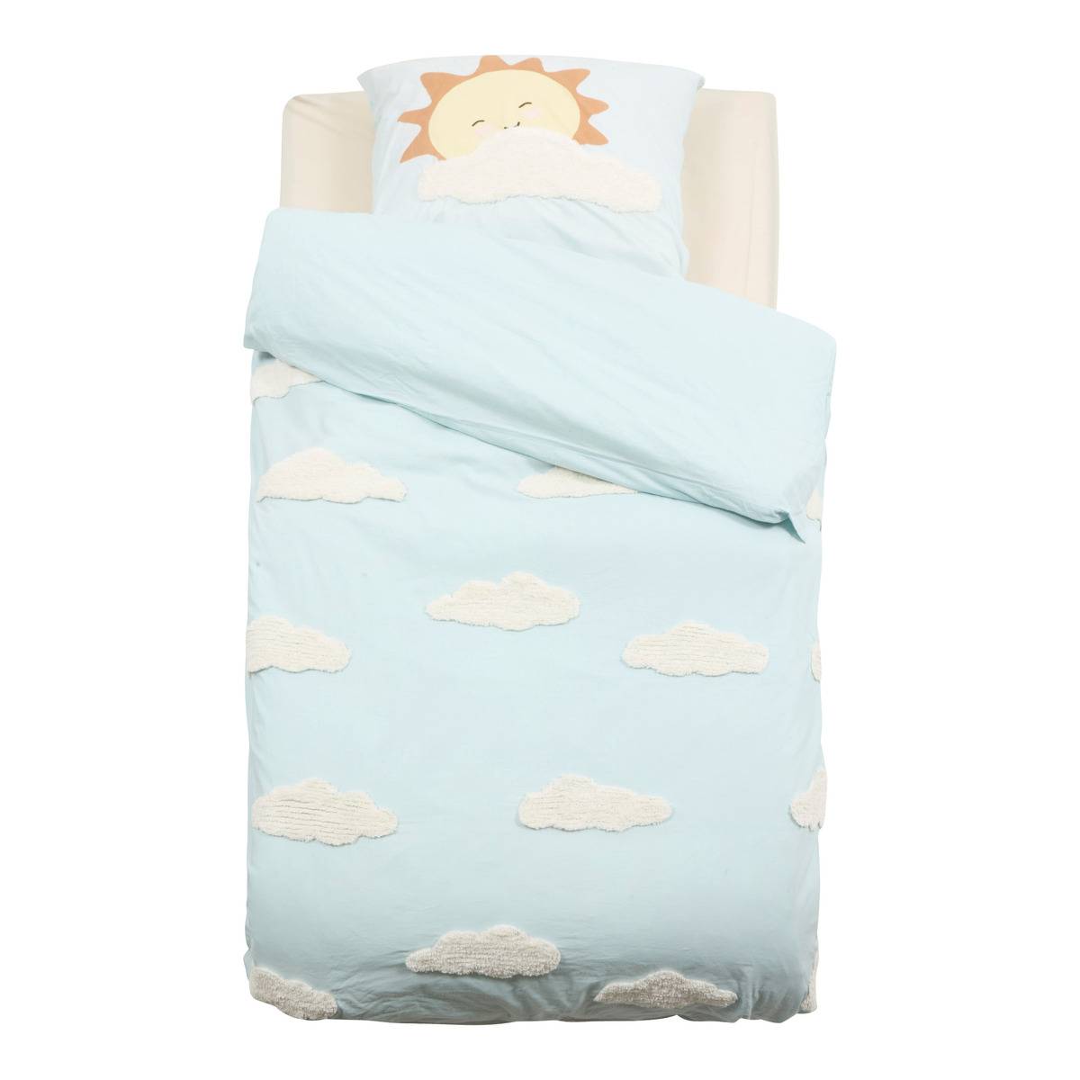 Parure de lit clair Imprimé Nuages TUFY bleu clair, ATMOSPHERA FOR KIDS