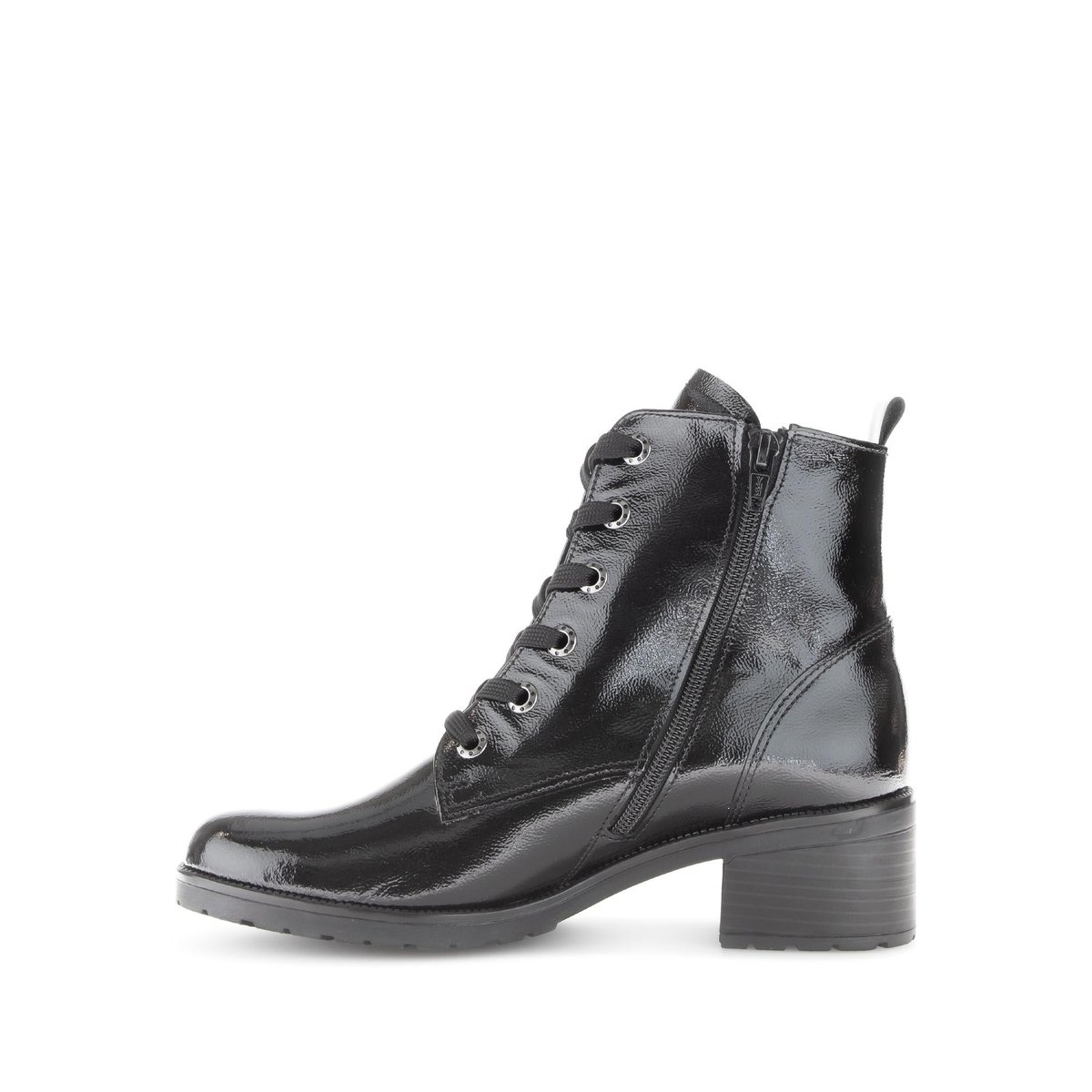 Bottines en cuir verni à talon décroché noir, GABOR