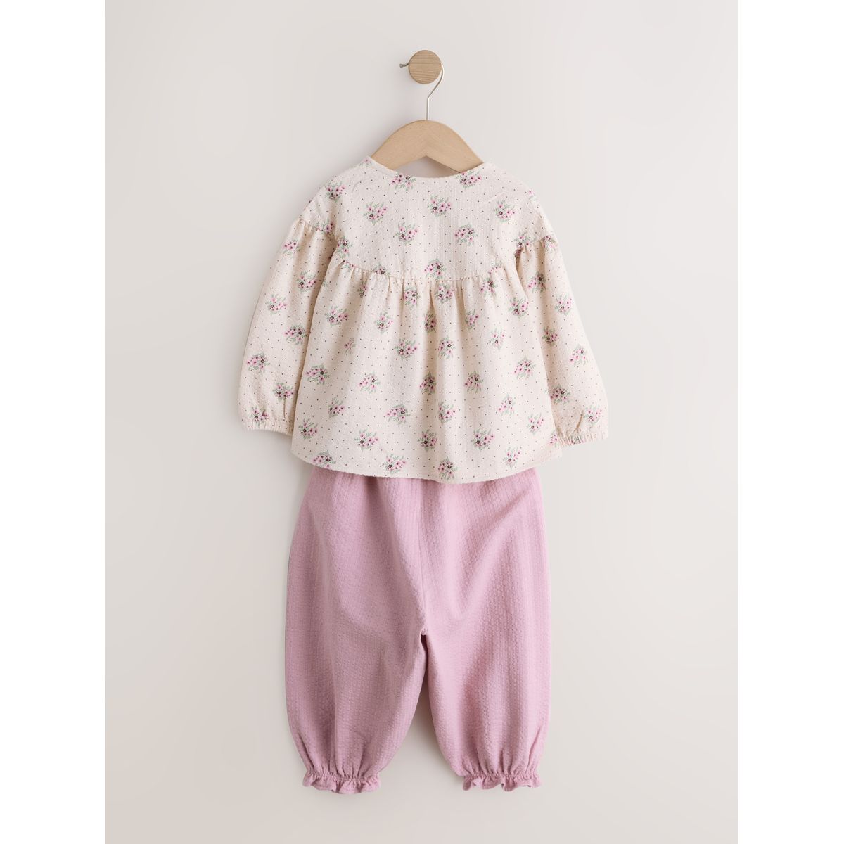 Chemisier à manches longues/pantalon bouffant rose à petites fleurs, NEXT