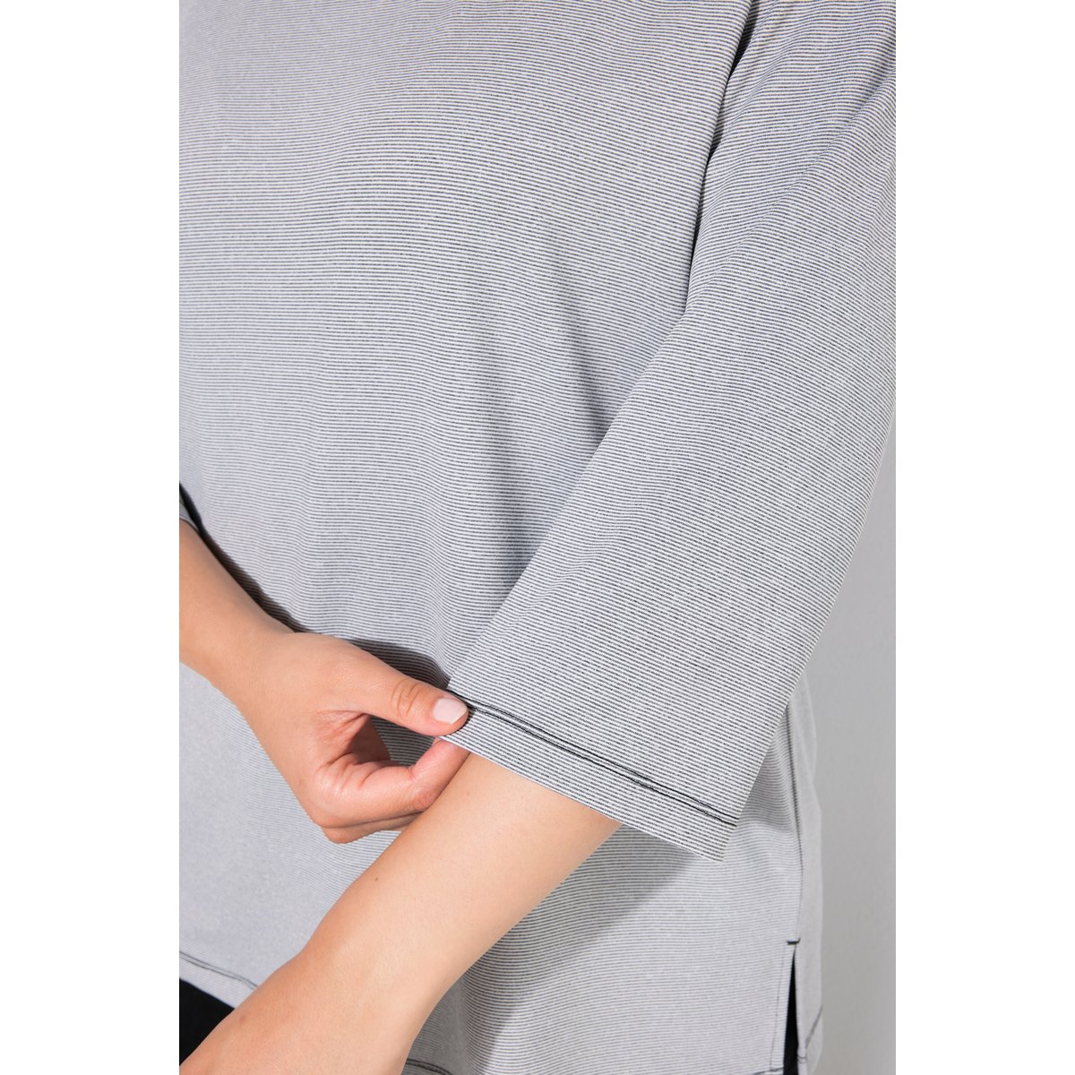 T-shirt avec surpiqûres gris graphite, ULLA POPKEN