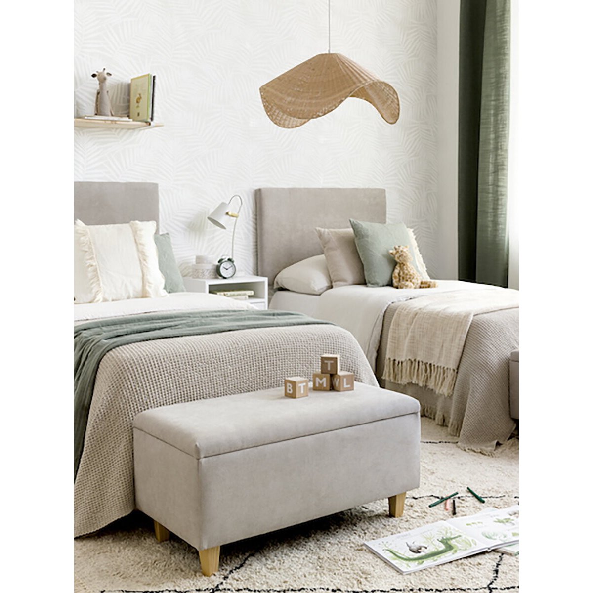Papier peint Textile - PALMS gris, KENAY