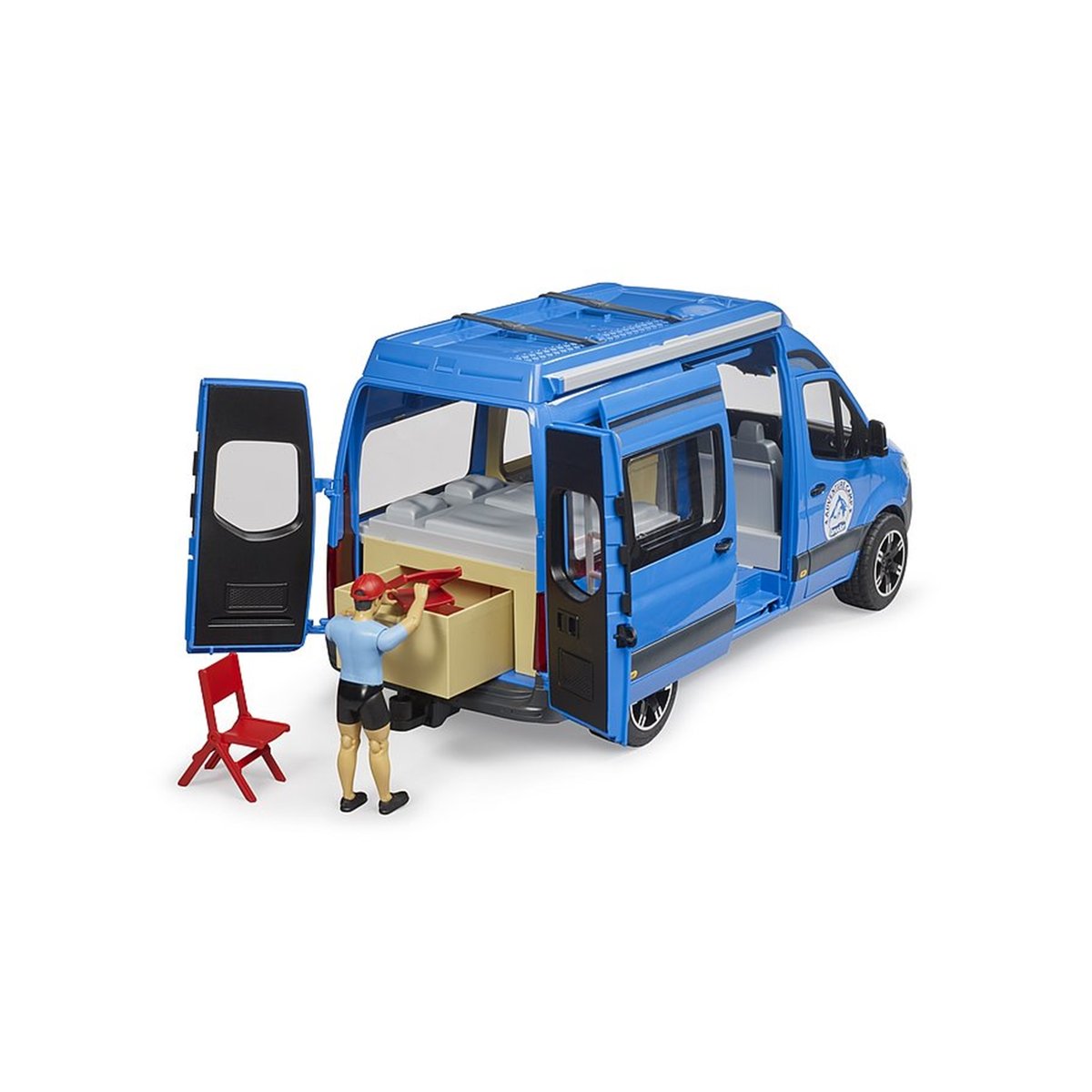MB Sprinter Camper avec conducteur bleu, BRUDER