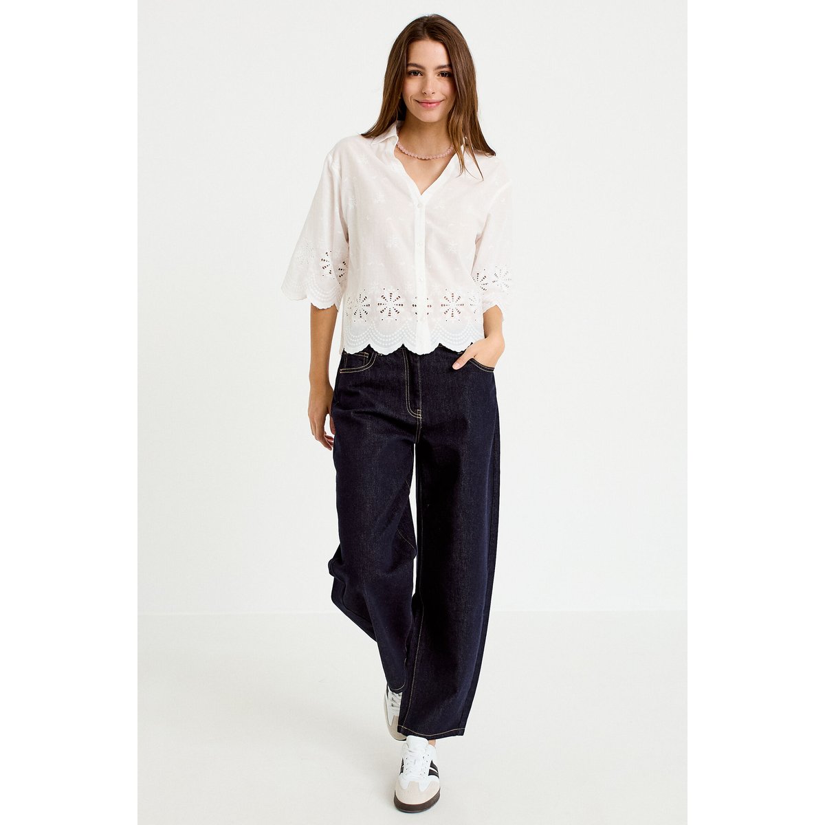 Chemise droite col classique manches 3/4 ecru, CACHE CACHE
