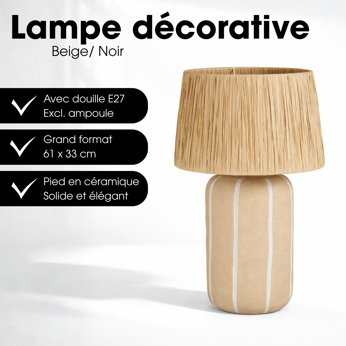 Lampe de table DENTON beige, MICA DECORATIONS
