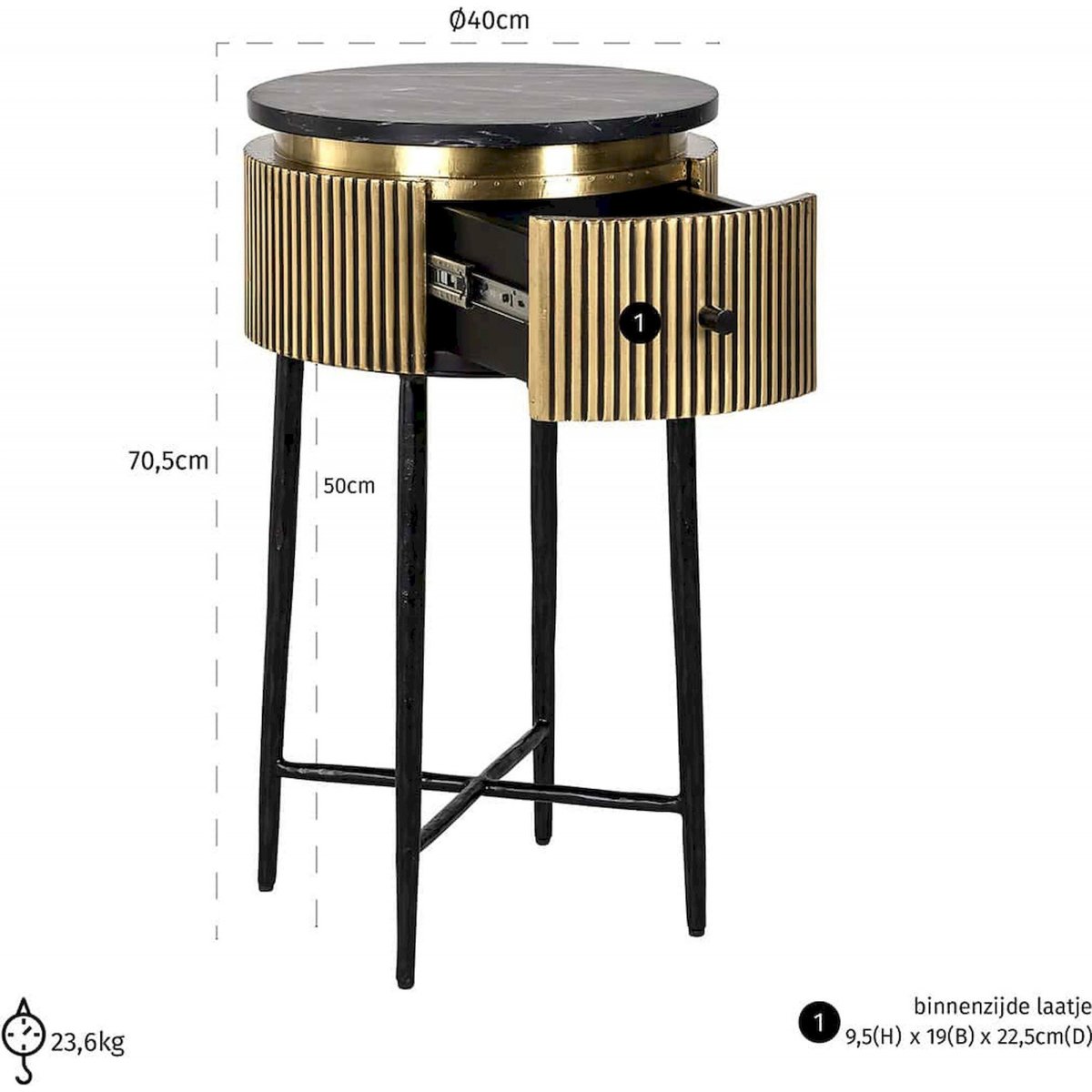 Table d'appoint en fer, IRONVILLE doré chic et moderne, RECOLLECTION