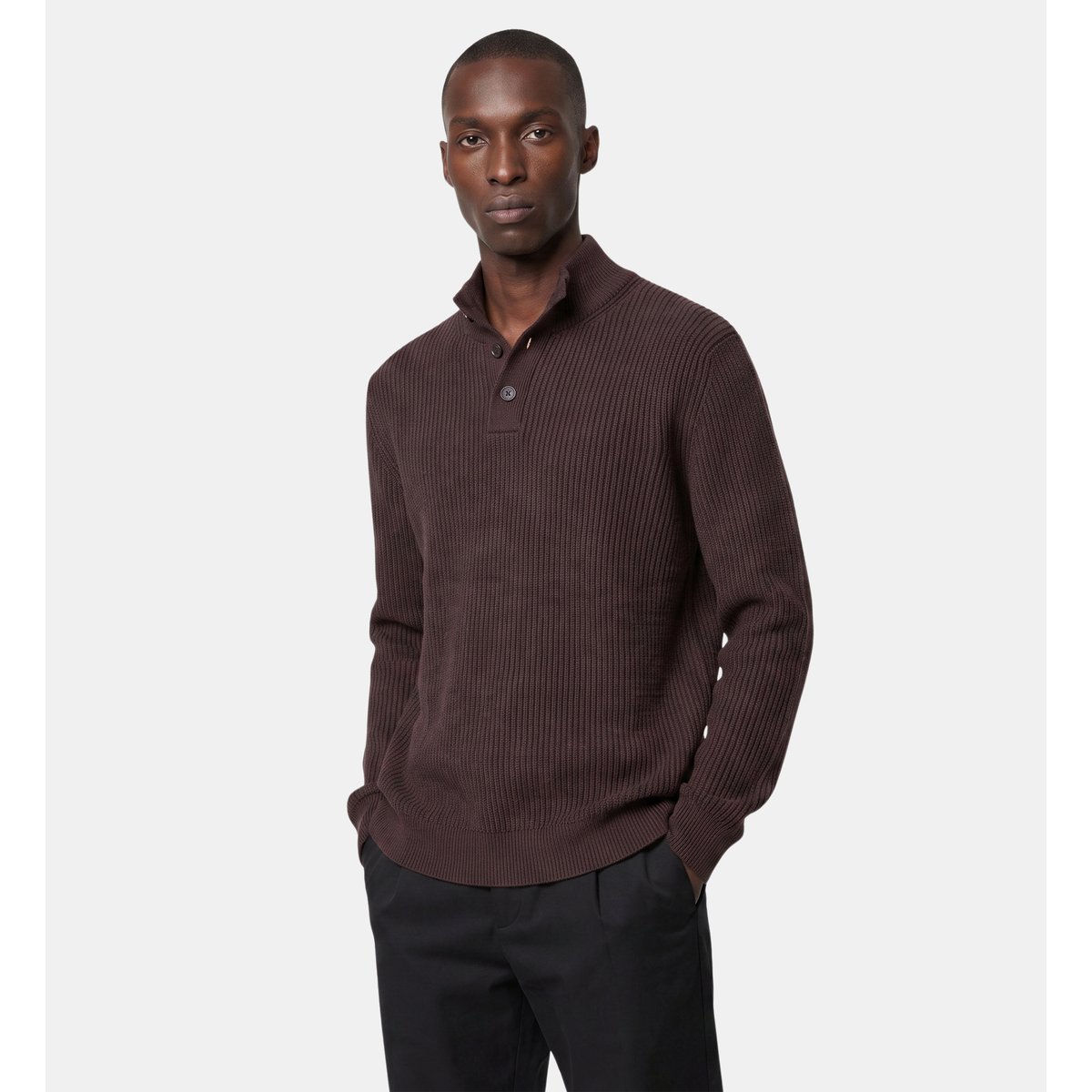 Pull rosscam en coton marron cafe, GALERIES LAFAYETTE