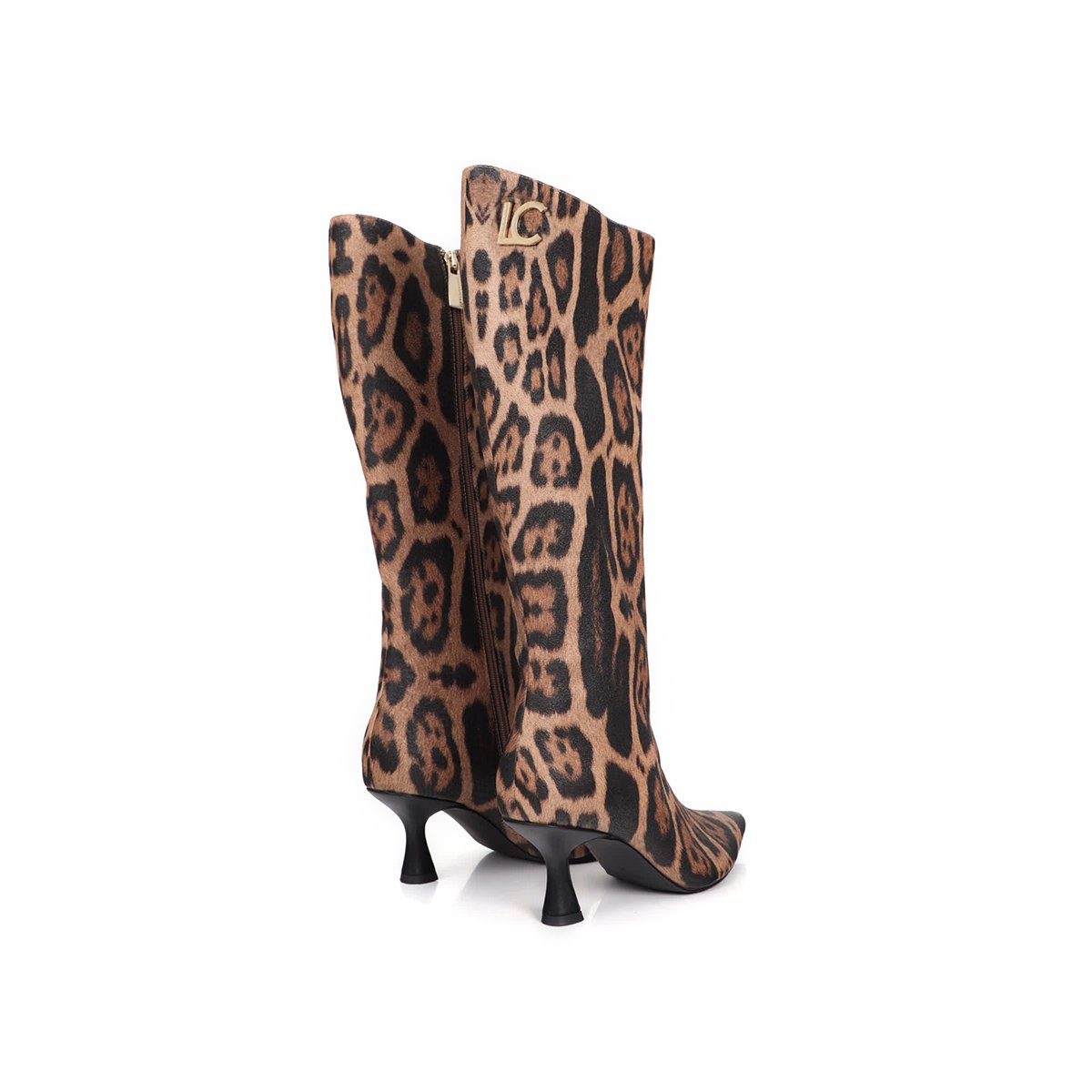 Bottes à talons imprimé léopard effet daim léopard, LOLA CASADEMUNT