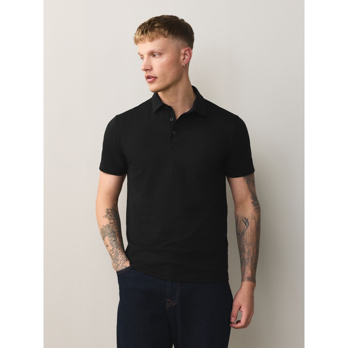 Polo en jersey à manches courtes, lot de 3 noir/gris/bleu marine, NEXT