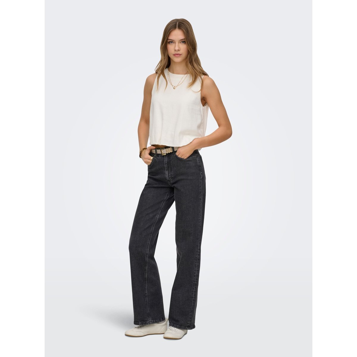 Jean À Jambe Large black denim, ONLY