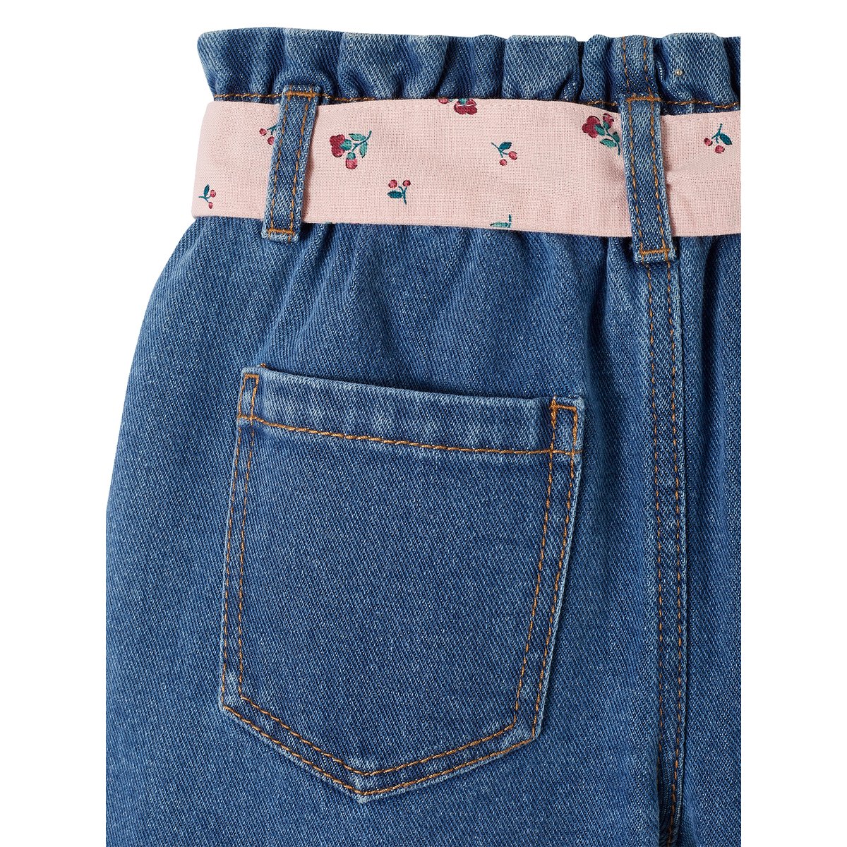 Bermuda en jean style paperbag stone, VERTBAUDET
