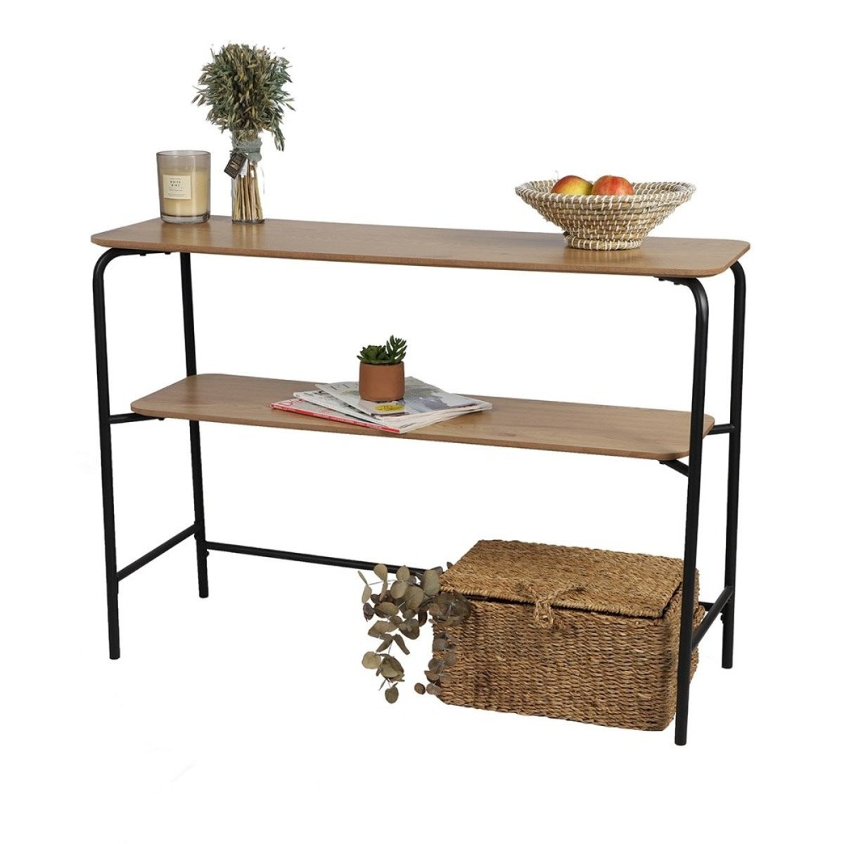 Console 2 niveaux Marcel marron, DECORATIE