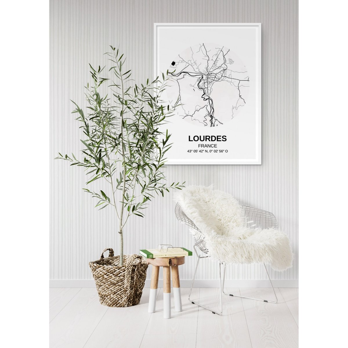 Affiche Carte Lourdes blanc, L'AFFICHERIE