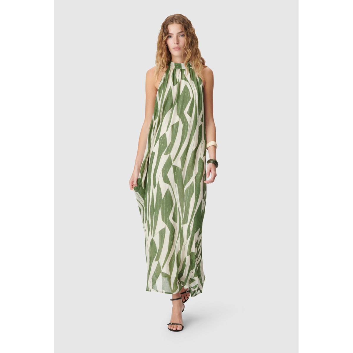 Robe longue imprimée smock green, IKKS