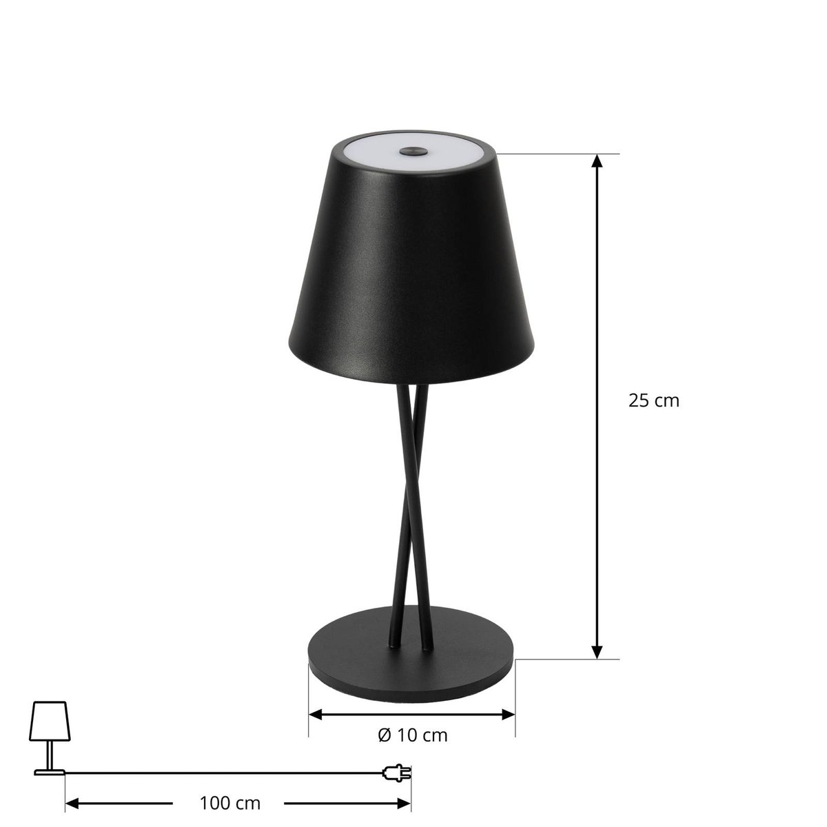 Luminaire de terrasse en métal moderneLED noir, LINDBY