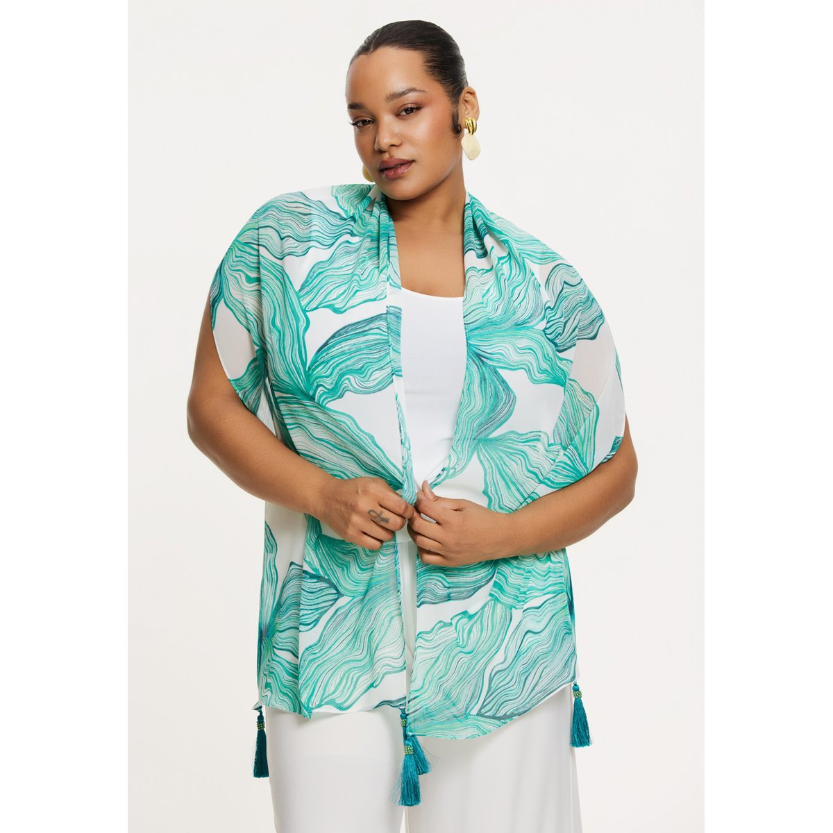 Châle imprimée turquoise, YOEK