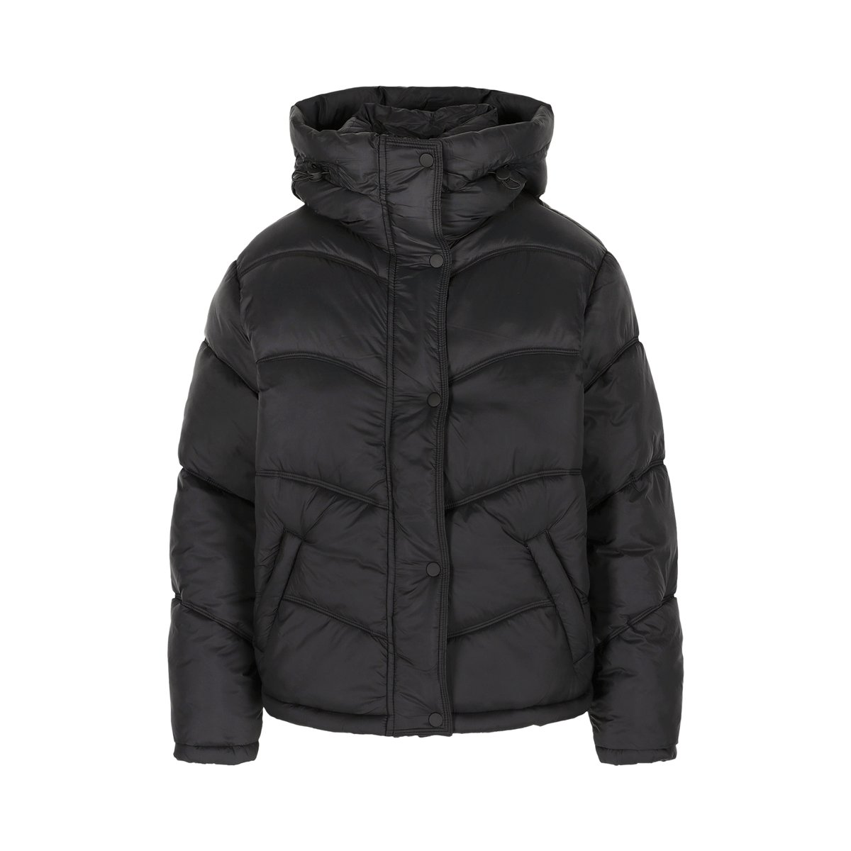 Doudoune courte à capuche noir, LOLALIZA
