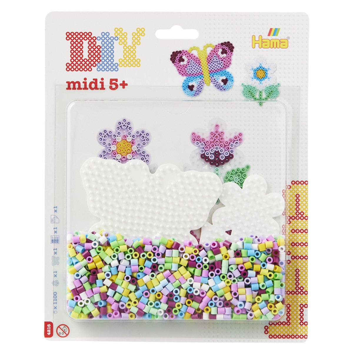 Perles a repasser grand modele plaques Fleur et Papillon couleur unique, HAMA