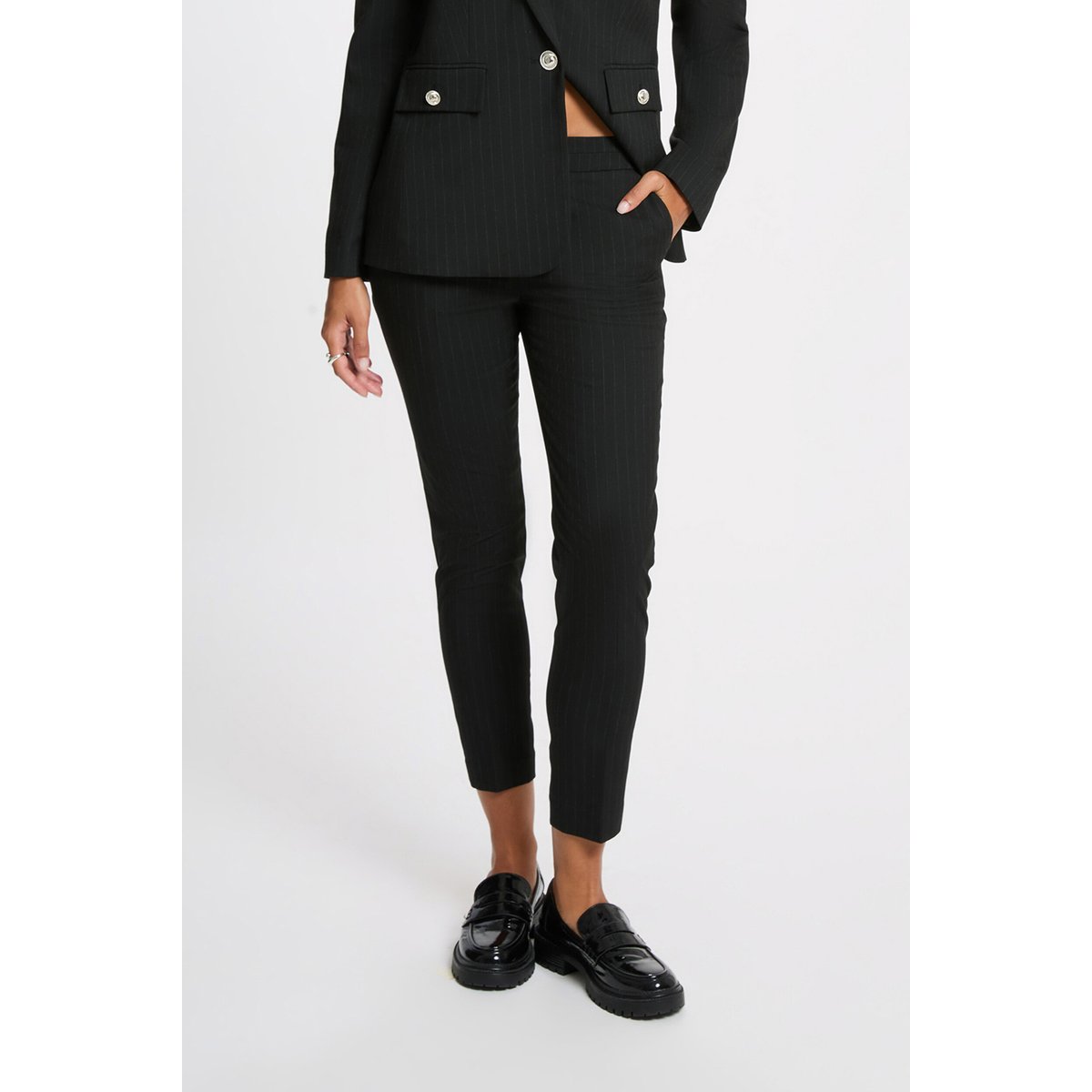 Pantalon slim 7/8 noir, MORGAN