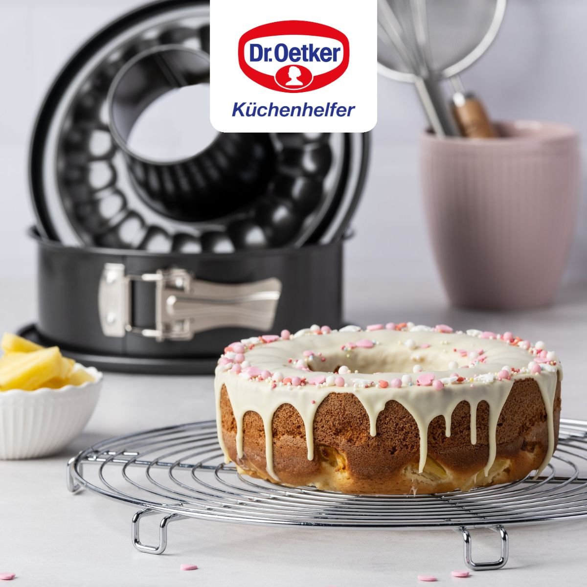 Lot de 2 moules à gâteaux 20/20 cm en acier BACK FREUDE noir, DR OETKER
