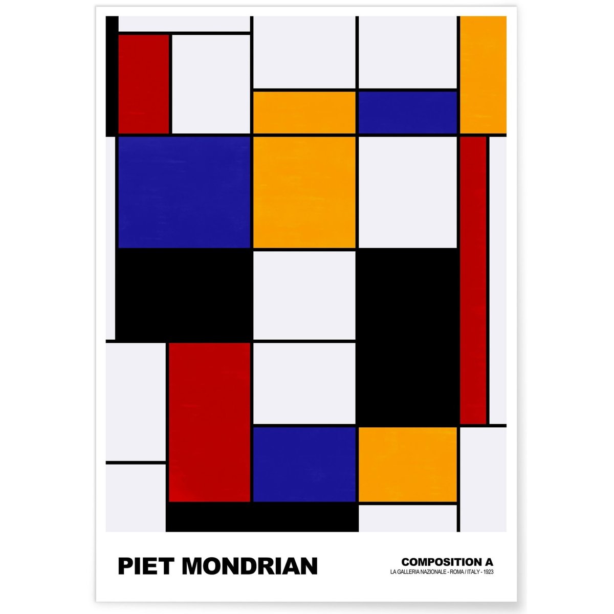 Affiche Piet Mondrian Composition A blanc, L'AFFICHERIE