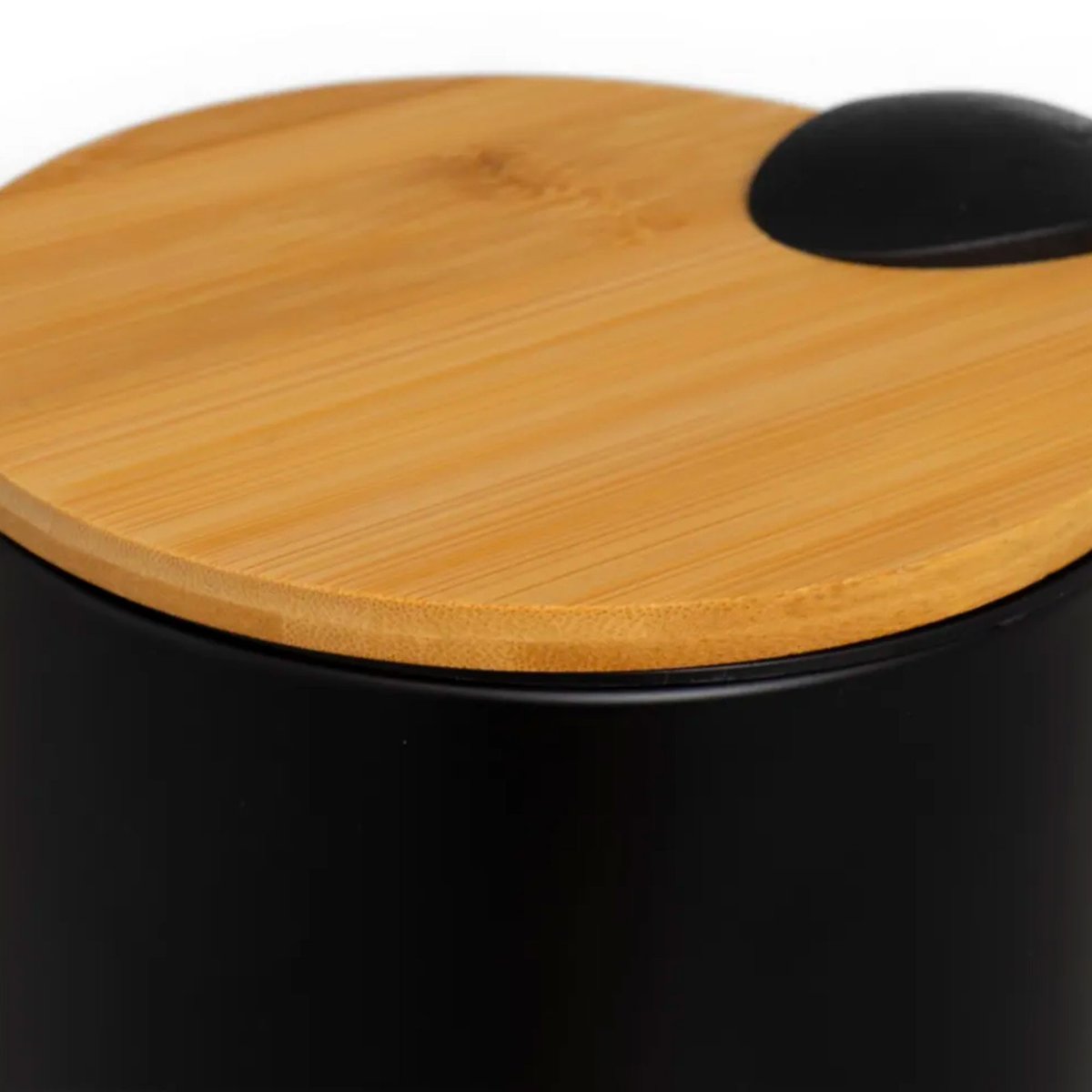 Poubelle de salle de bain en métal noir et bambou 3L noir, WADIGA