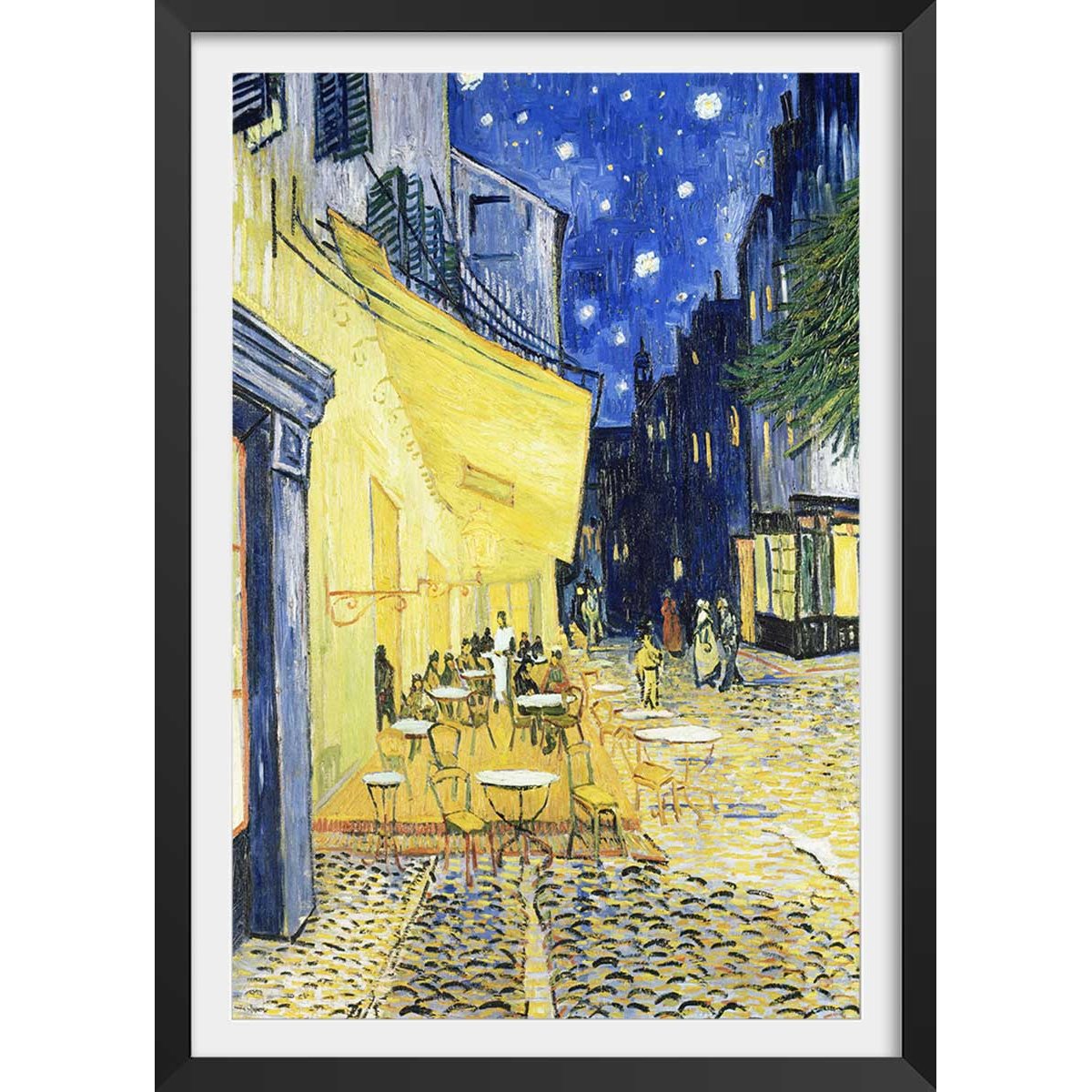 Affiche Le Café Arles par Vincent van Gogh affiche + cadre en bois - noir, HEXOA