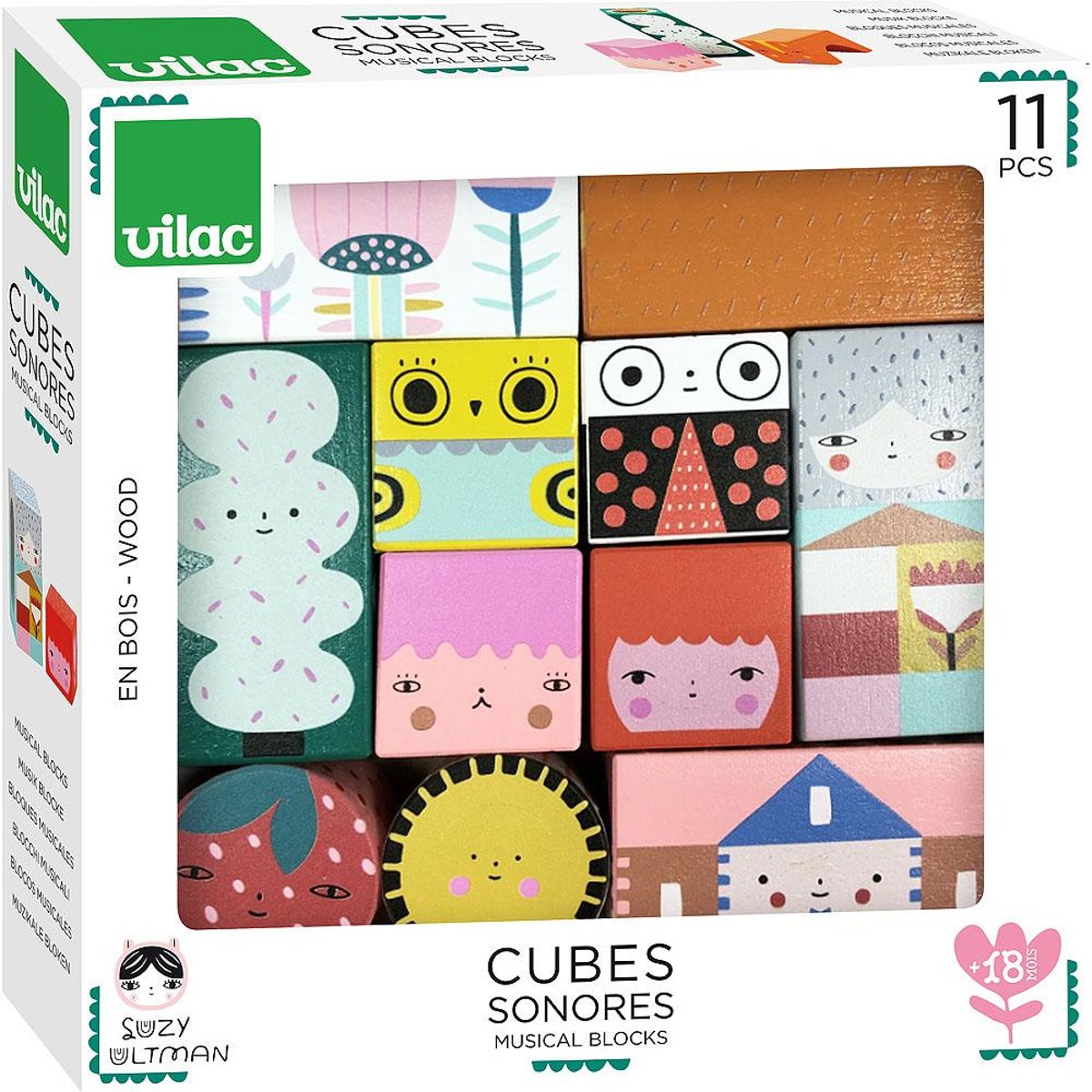 Cubes sonores Suzy Ultman blanc, VILAC