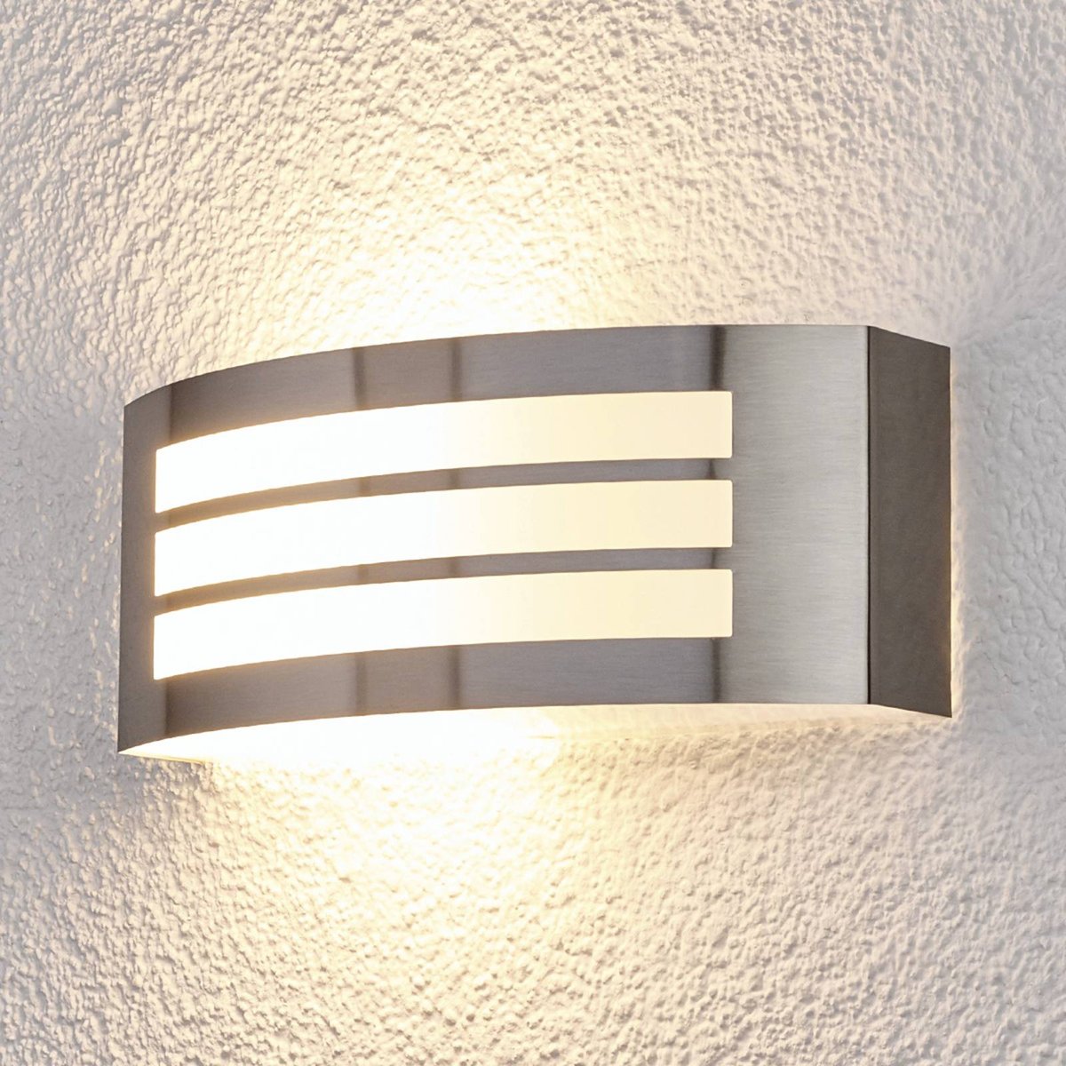 Applique extérieure en inox moderne, Raja inox, satiné, LINDBY