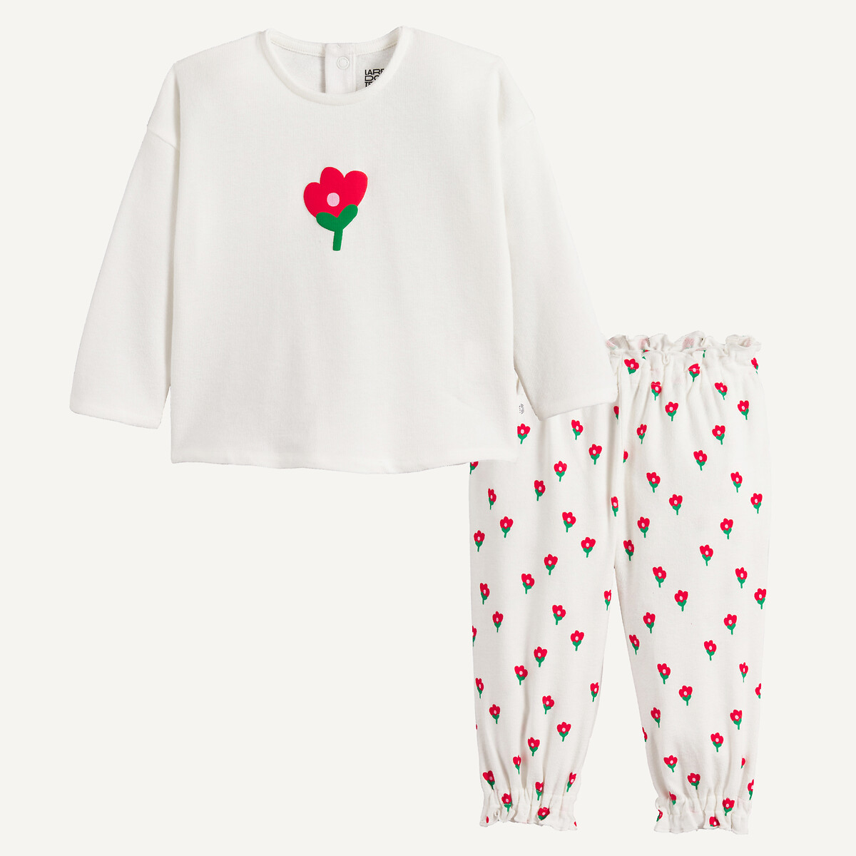 Ensemble bébé floral t-shirt et pantalon imprimé écru, LA REDOUTE COLLECTIONS