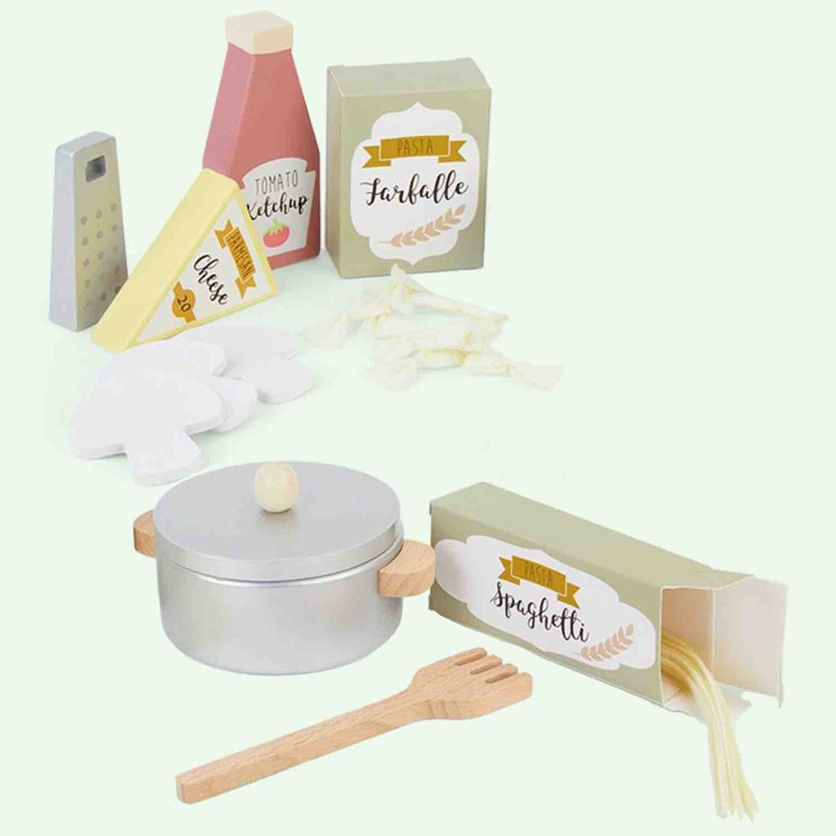 Jouet en bois dinette pâtes multicolore, JABADABADO