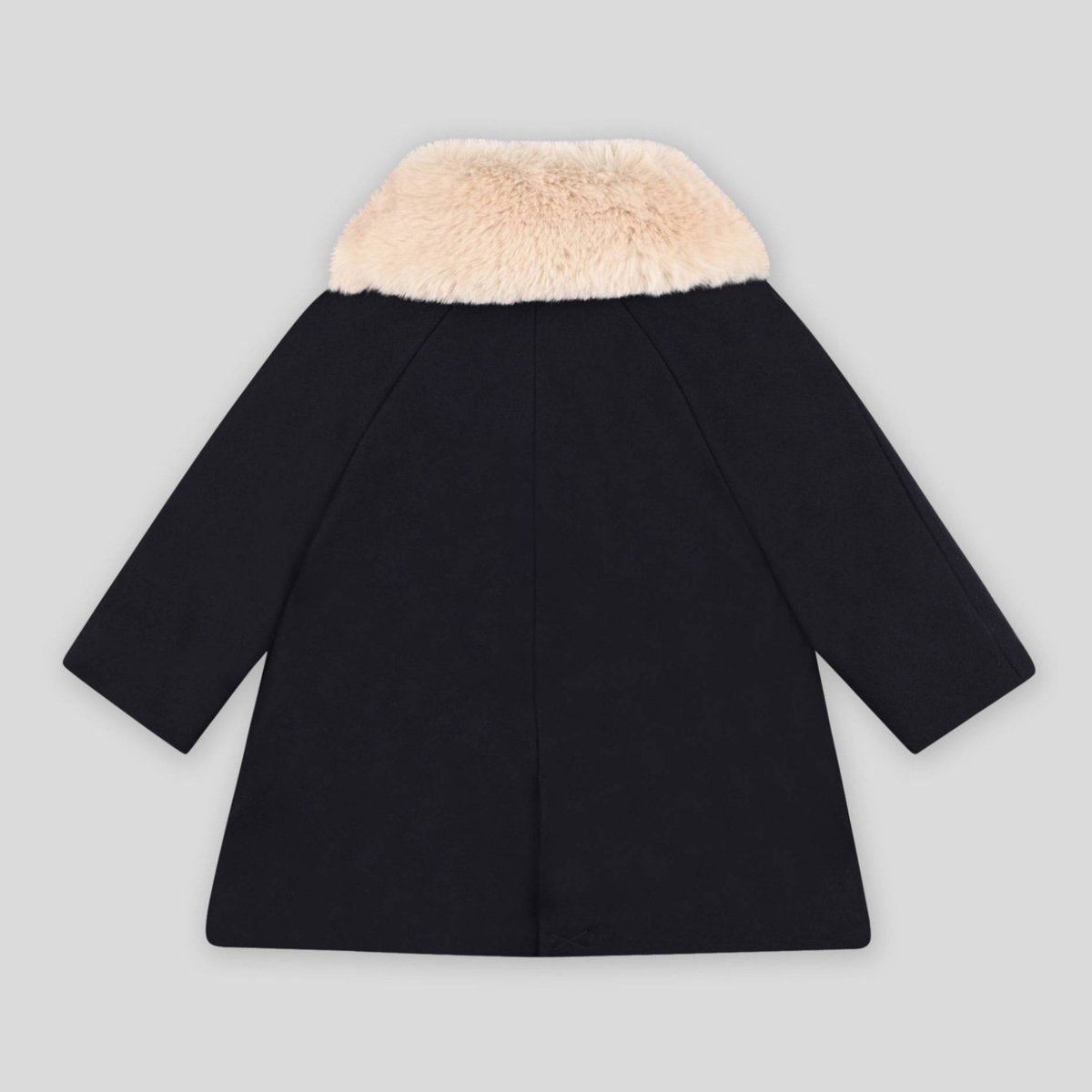Manteau en laine uni avec col amovible en imitation fourrure nuit bebe, MONOPRIX
