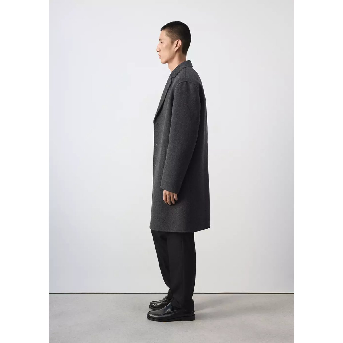 Manteau laine mélangée boutons gris anthracite, MANGO MAN