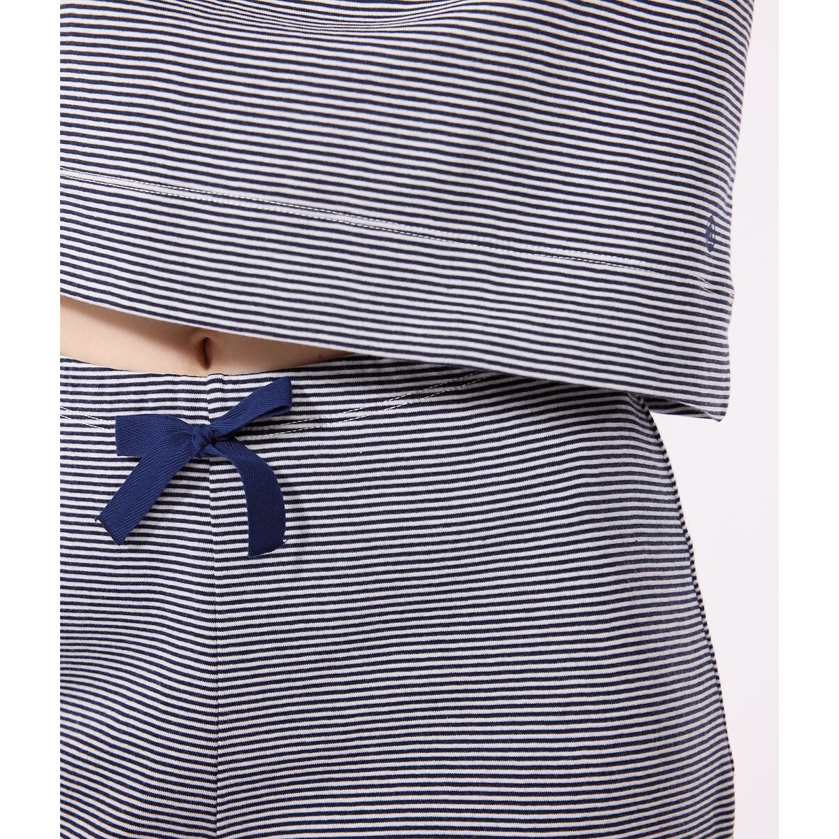 Pyjama milleraies rayé marine/écru, PETIT BATEAU