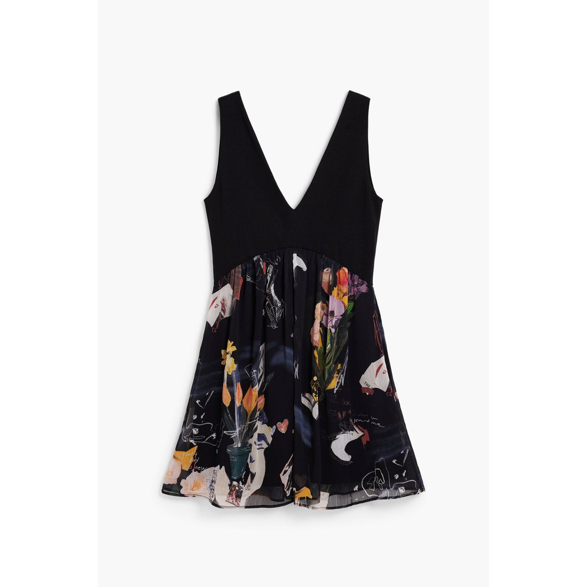 Robe bimatière collage noir, DESIGUAL