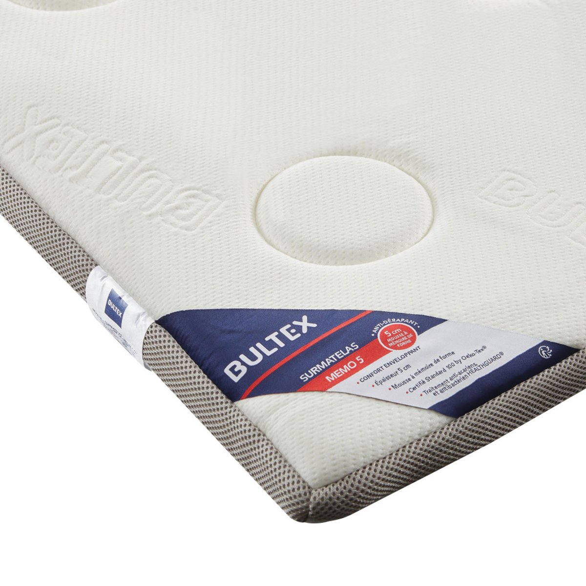 Surmatelas à mémoire de forme 5 cm, accueil enveloppant- MEMO 5 couleur unique, BULTEX