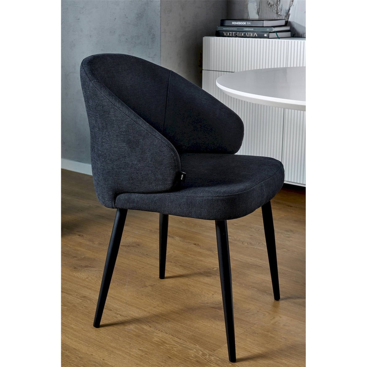 Chaise tapissée chenille collection ATIBLLE graphite, RECOLLECTION