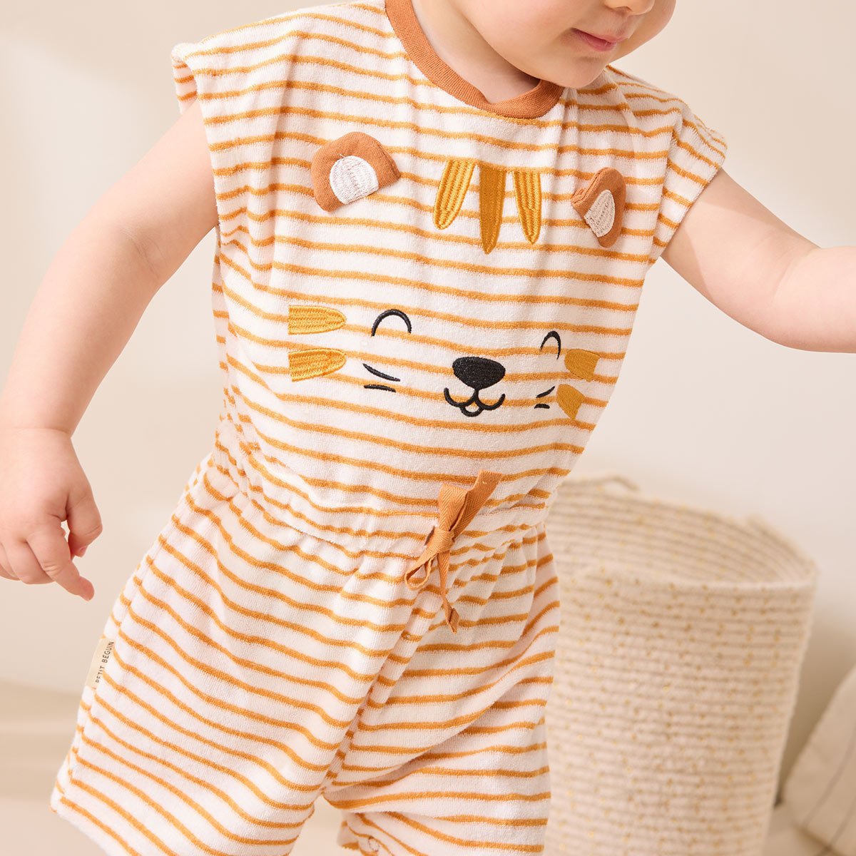 Combishort bébé en éponge Mio orange, PETIT BEGUIN