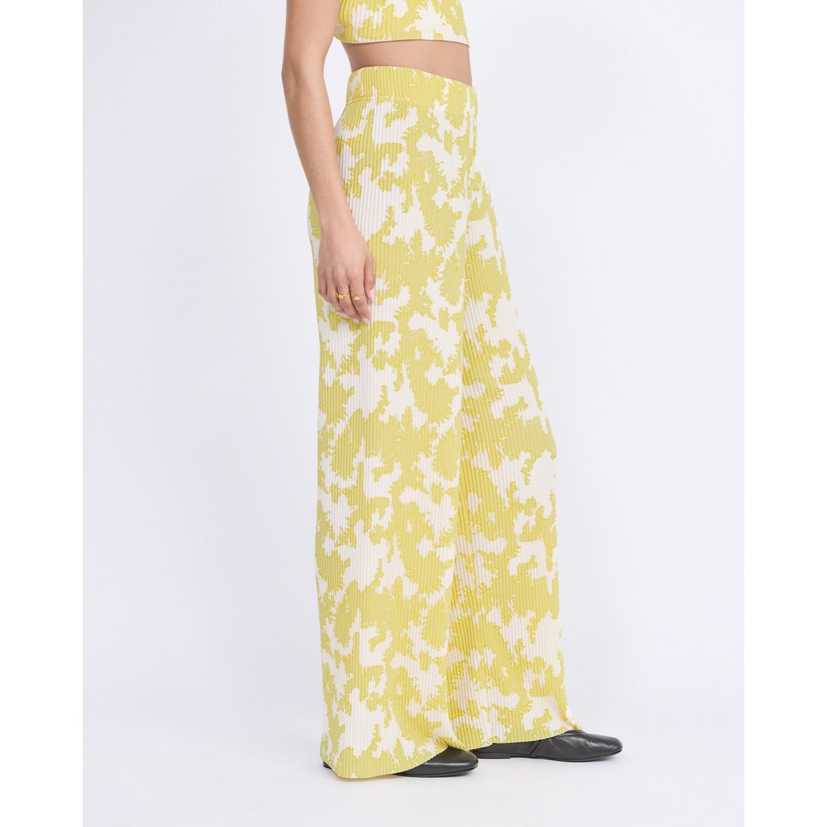 Pantalon imprimé fleuri vert lemongrass, EMOI EMOI