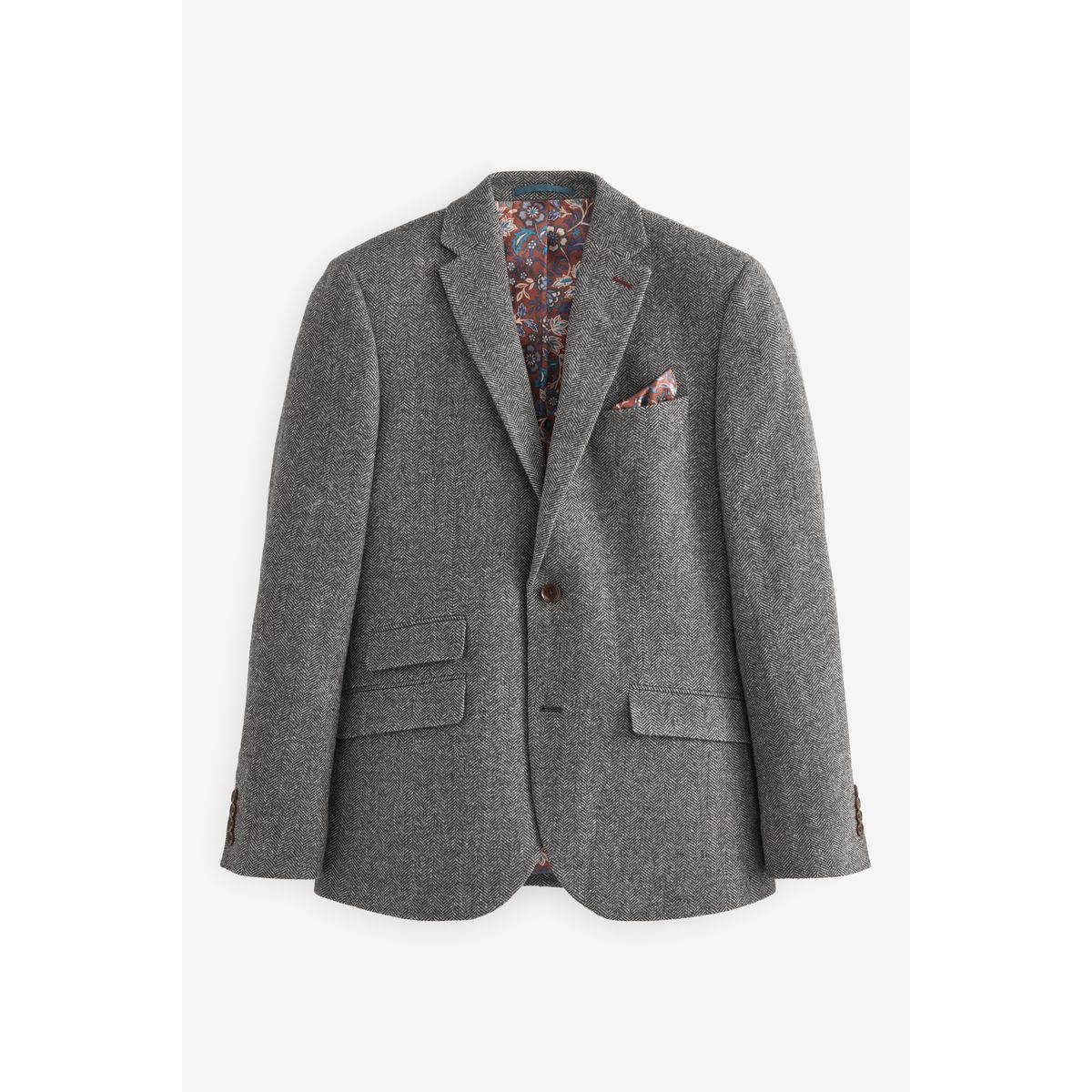 Blazer slim en laine à chevrons nova fides gris, NEXT