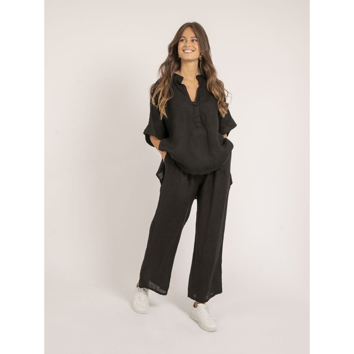 Pantalon Lin Ernest noir, DONA LISA