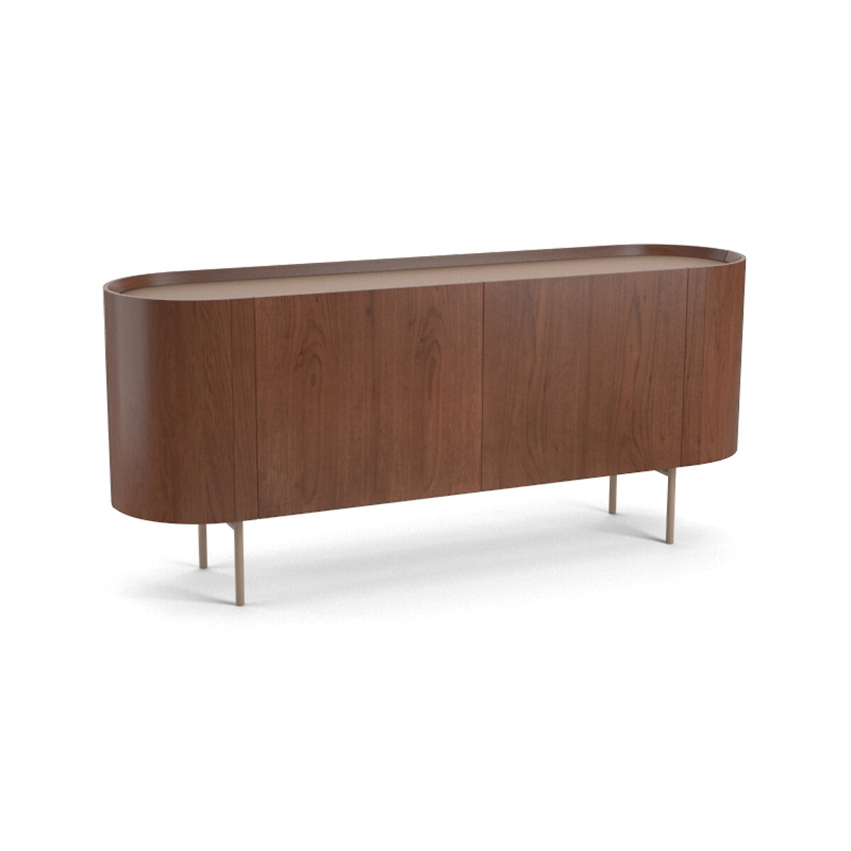 Buffet enfilade noyer, plaqué et cuir Aslen noyer, AM.PM