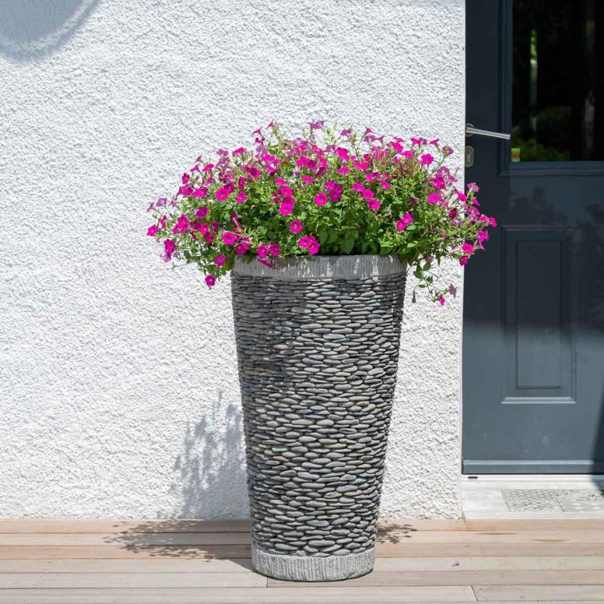 Pot bac jardinière galet conique rond jardin extérieur 80cm ZEN gris, WANDA COLLECTION
