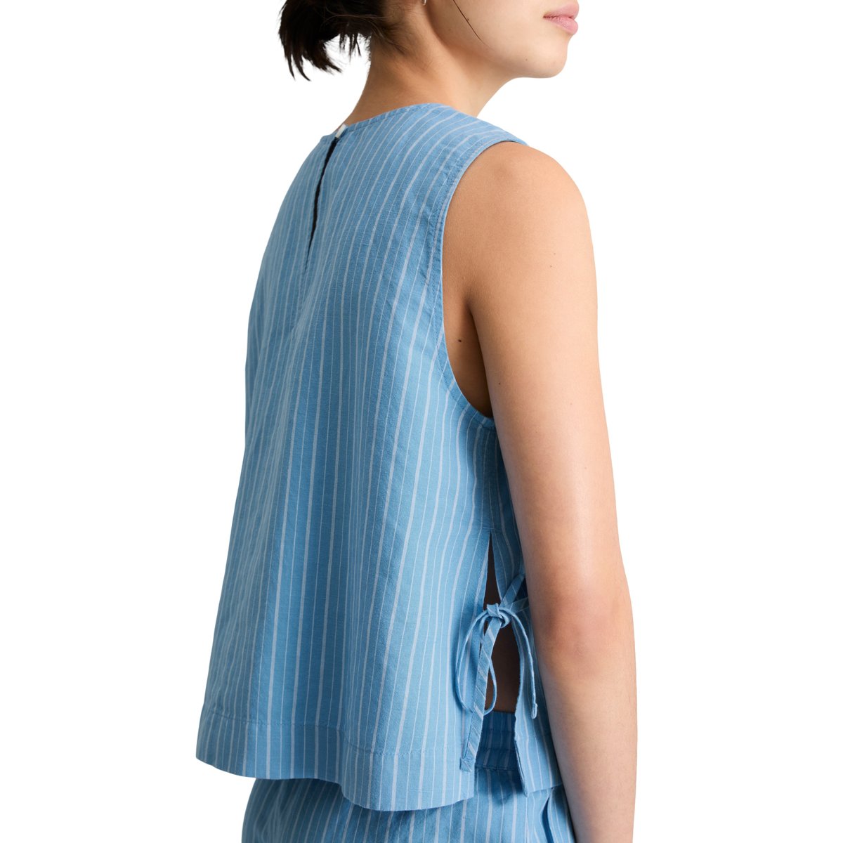 Top rayé boxy en mélange de lin et de coton bleu, MARC O’POLO DENIM