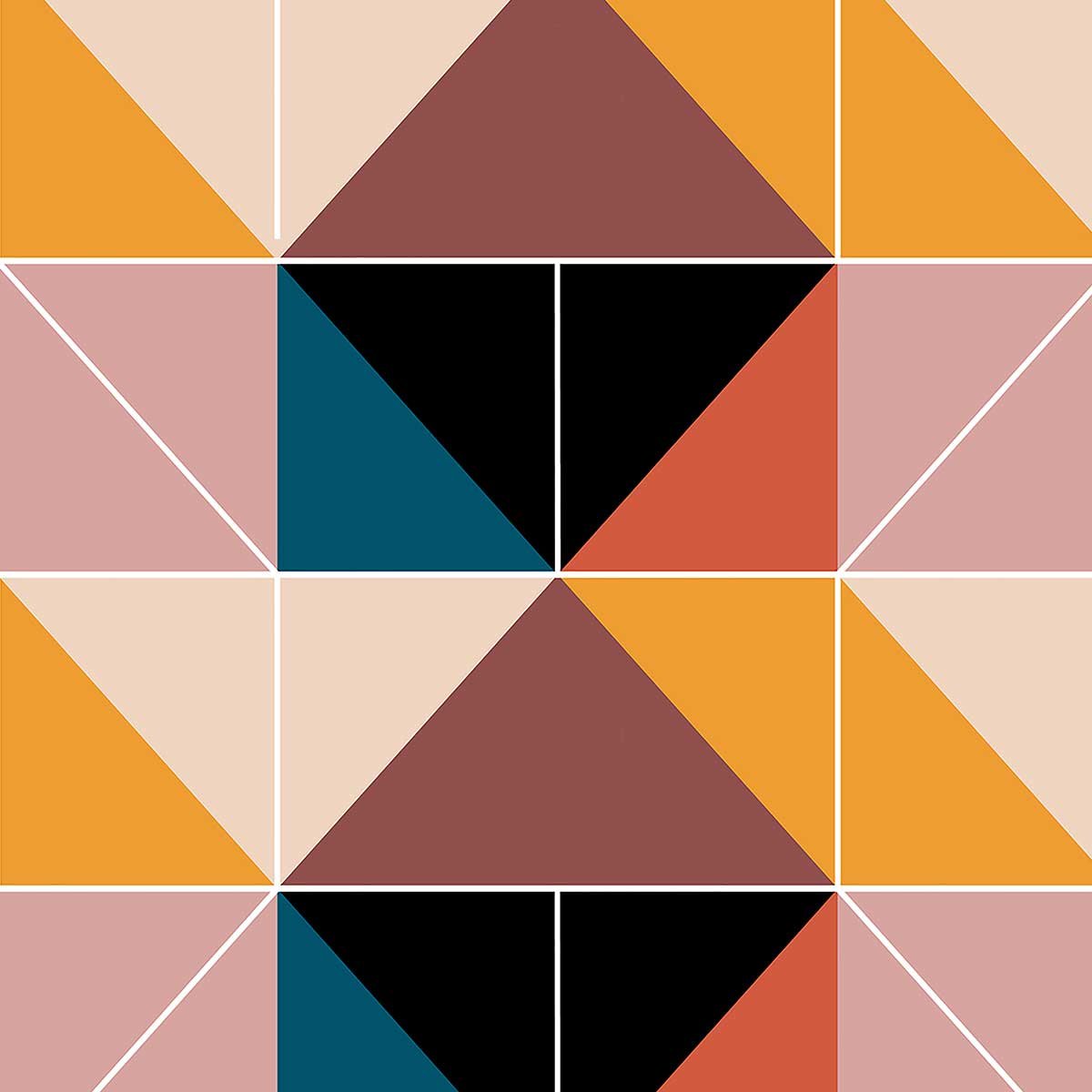 Affiche patchwork scandinave affiche + cadre en bois - noir, HEXOA