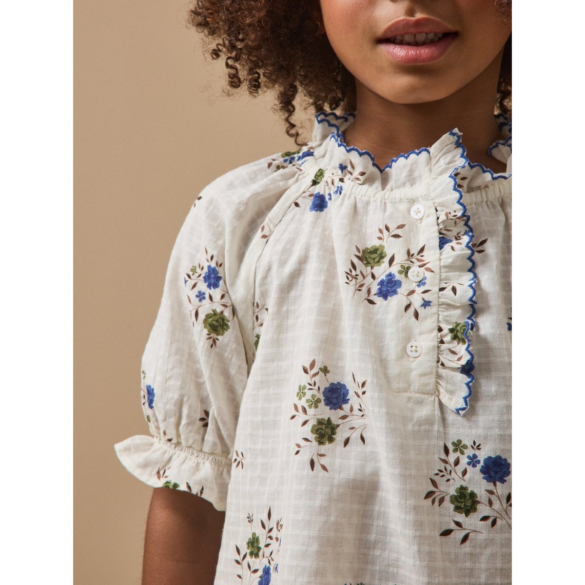 Blouse coton dobby imprimée imprimé rosa blue, CYRILLUS
