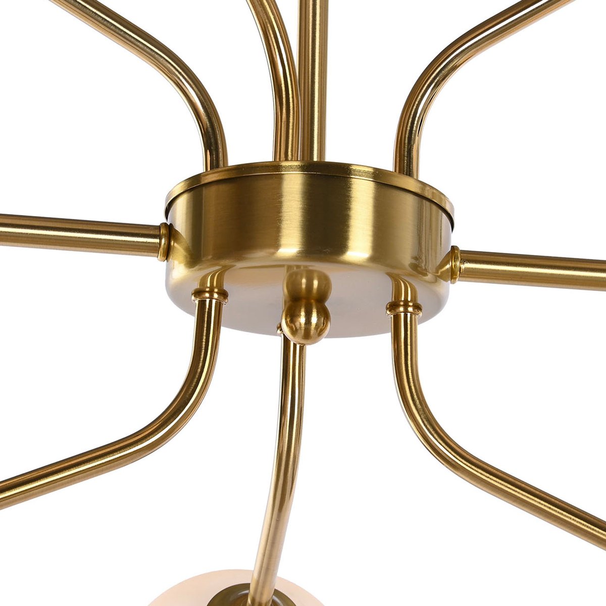 Suspension en métal doré et 8 globes en verre opale blanc 110x38x38cm doré, WADIGA