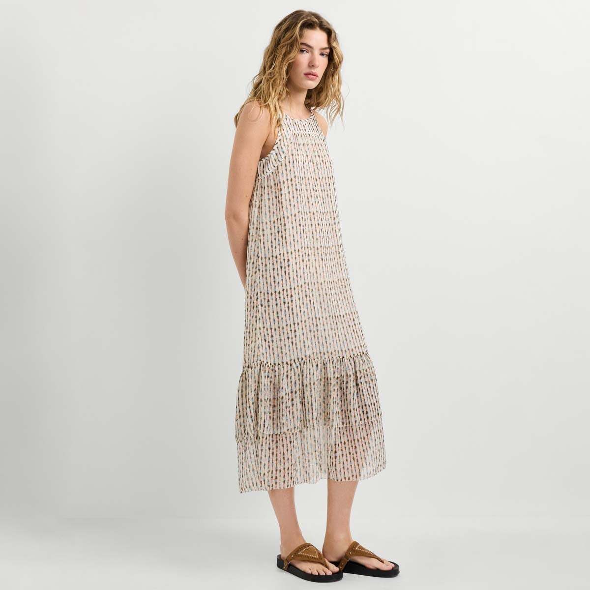 Robe Midi À Imprimé Ikat rose poudre rose, PEPE JEANS