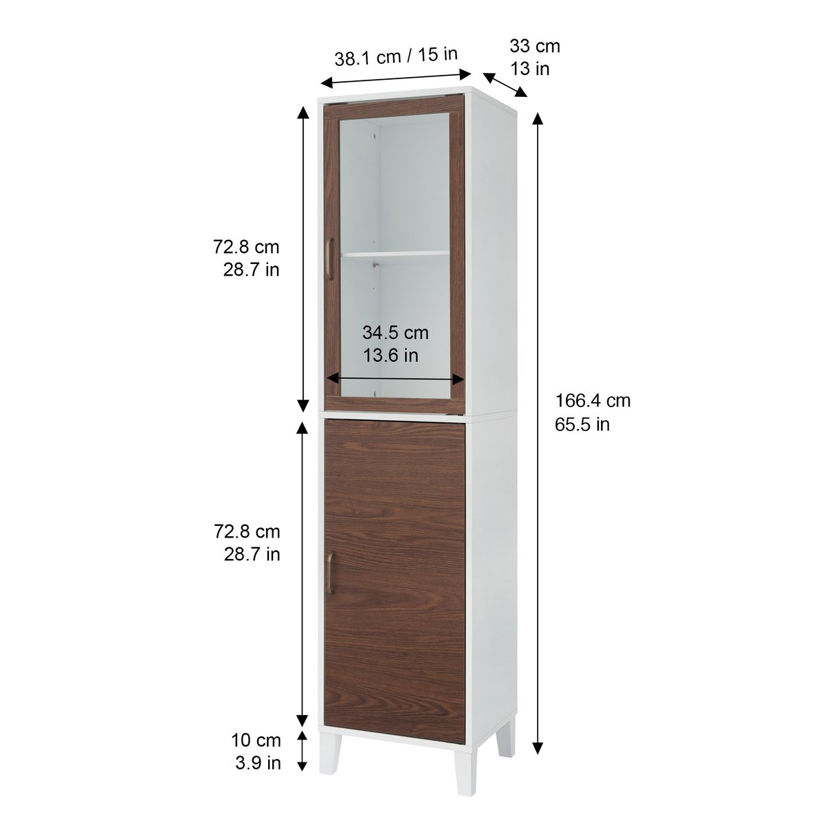 Grande armoire et effet noyer avec portes et étagères réglables, Blanc, TYLER couleur unique, TEAMSON HOME