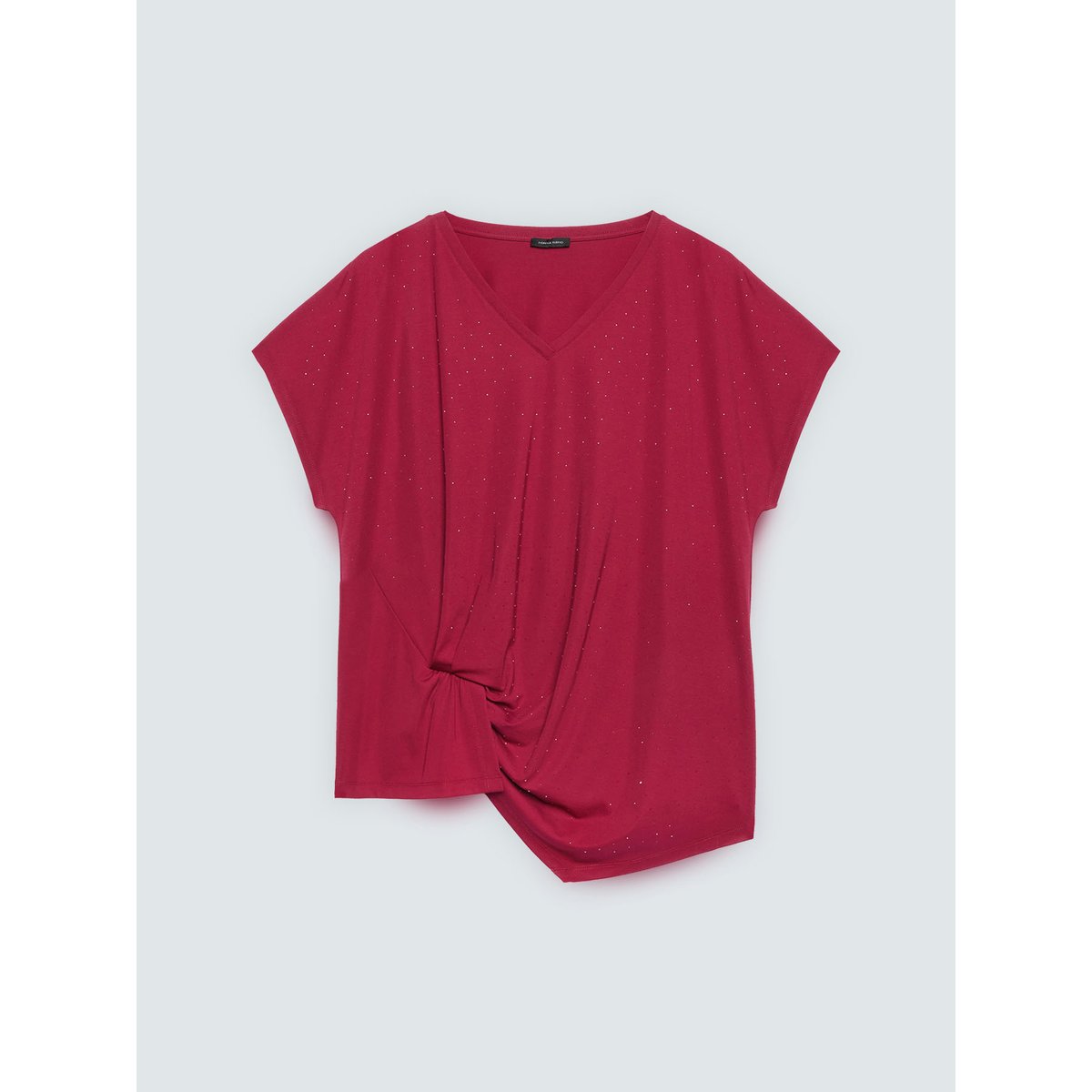 T-shirt avec drapé et points lumineux burgundy, FIORELLA RUBINO